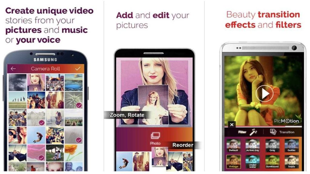 Aplikasi PicMotion - photo video slide