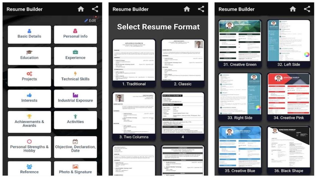 Resume builder Free CV maker templates formats app­­­